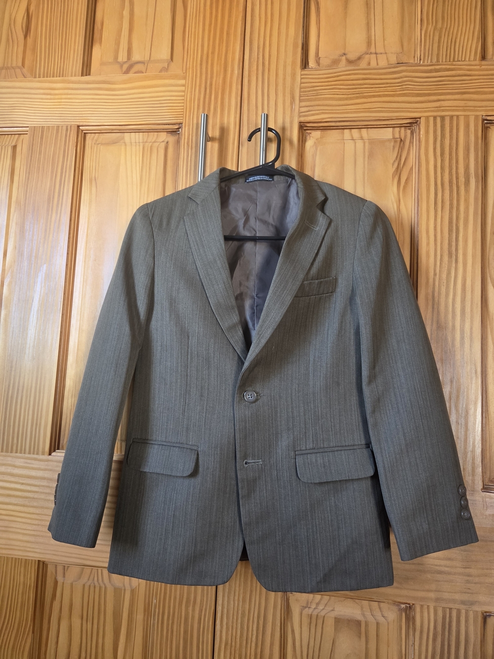 Boys' Olive Green Pinstripe Blazer